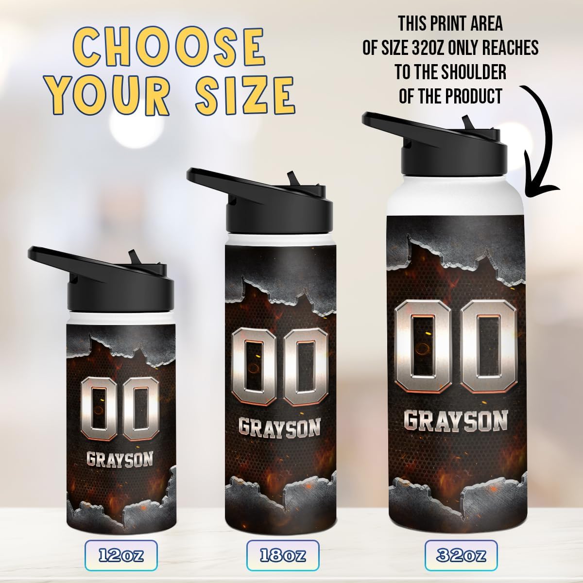 winorax Football Water Bottle Personalized Football Player Water Bottles Stainless Steel Insulated 32oz 18oz 12oz Custom Number Name Sport Gifts Men Coach Players Sports Lovers