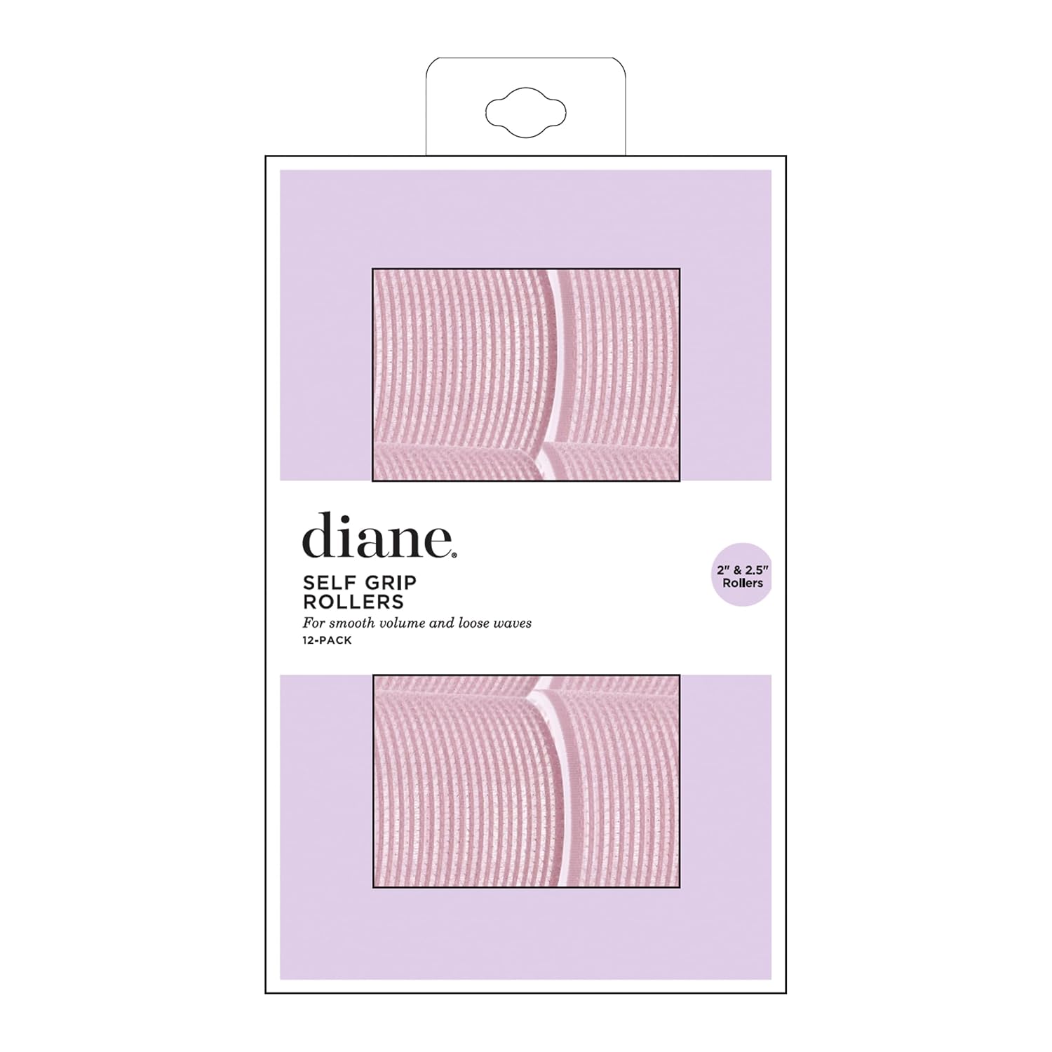 Diane Self-Grip Hair Rollers, 2" & 2.5", 12-Pack, Pink