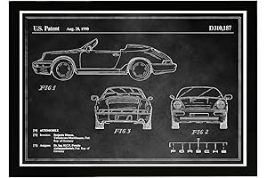 Porsche 911 1990 Blueprint Automotive Wall Art for Men