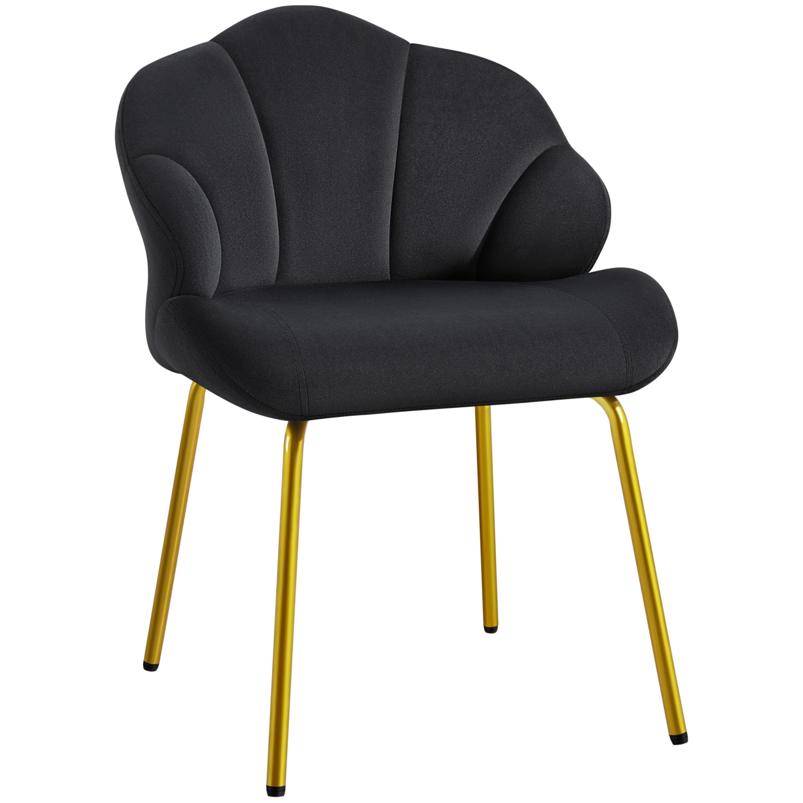 Yaheetech Dressing Table Chair Stool with Gold Legs for Living Room, Black — image 1