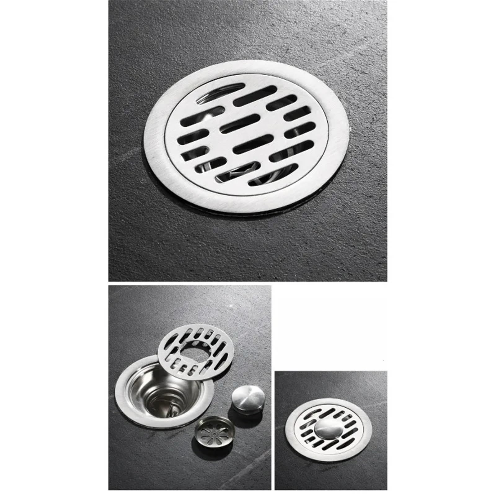 Sumidero Ducha Desagües de Piso Redondos Acero Inoxidable Plateado 304, escurridor Desodorante, Cubierta Filtro Ducha, Accesorios baño