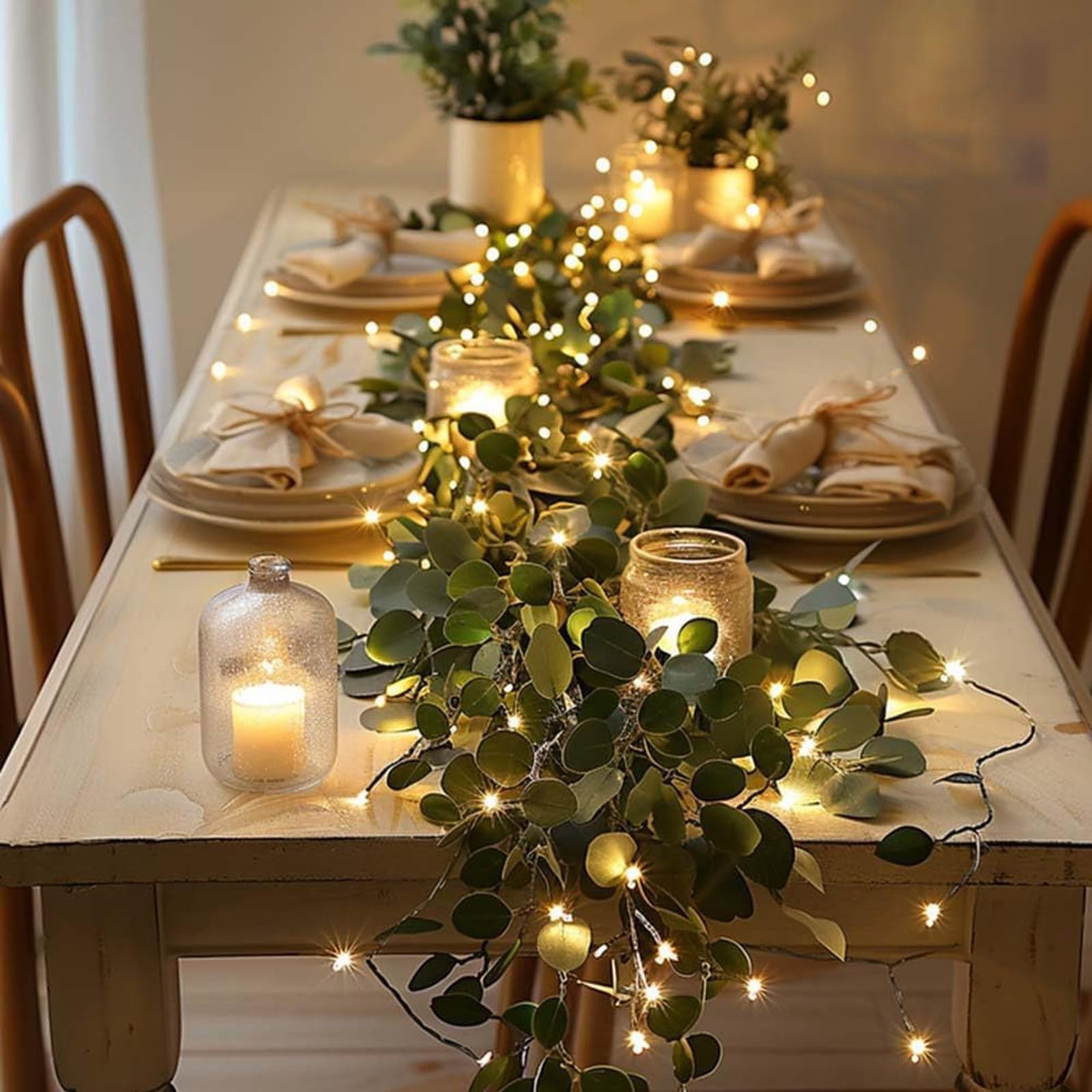 Tiantianxiangshang One Color Twinkling Tree Olive Vine,Faux Vines Lights Artificial Greenery Garland,6Ft Fairy Light Olive Vine Garland,Hanging Battery Operated Leaves Vines Holiday For Spring Christma