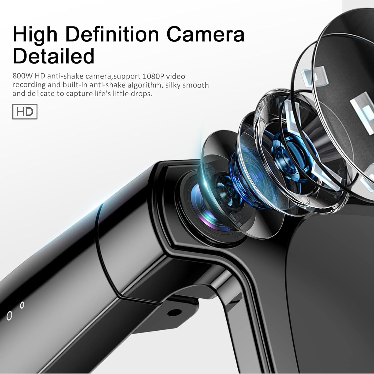AI Smart Glasses with Camera,800W HD Camera Glasses,1080P Anti-shake Video Recording Glasses,Real Time Translation,AI Assistant,Open-Ear Audio for Travel Meeting&Vlogging