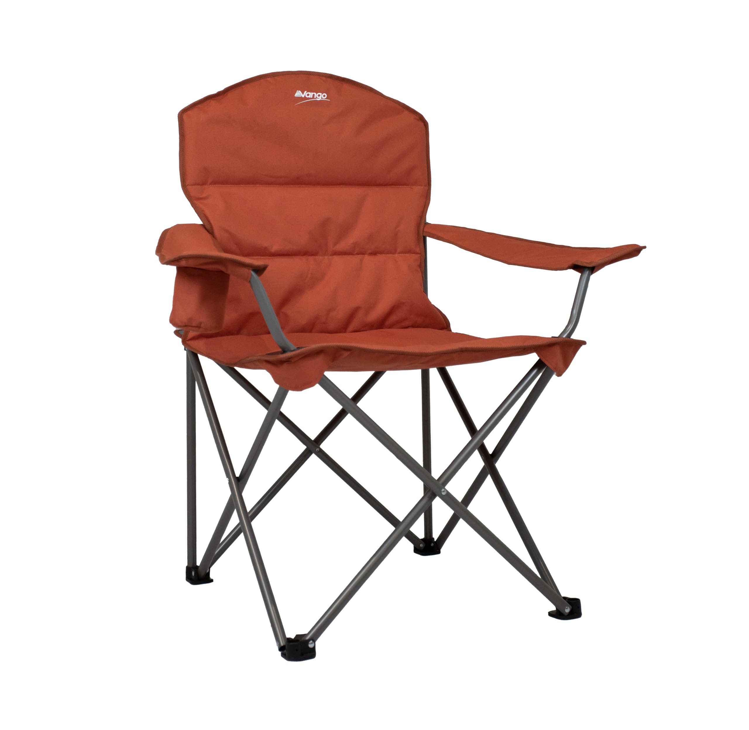 Vango Goliath X-Large Padded Camping Chair for Adults [Amazon Exclusive], Extra Wide Seat with Insulated Drinks Holder, Folding Garden Chair for Outdoors, Fishing, Beach, Red