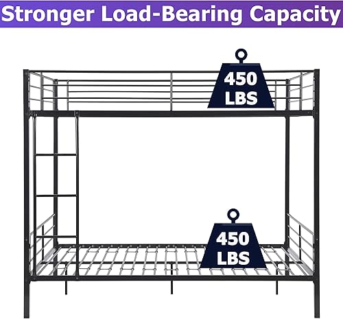 Miniatura 5 de Litera Queen versión mejorada marco de litera Queen sobre Queen para niños y adultos con escalera resistente y barandilla de seguridad literas