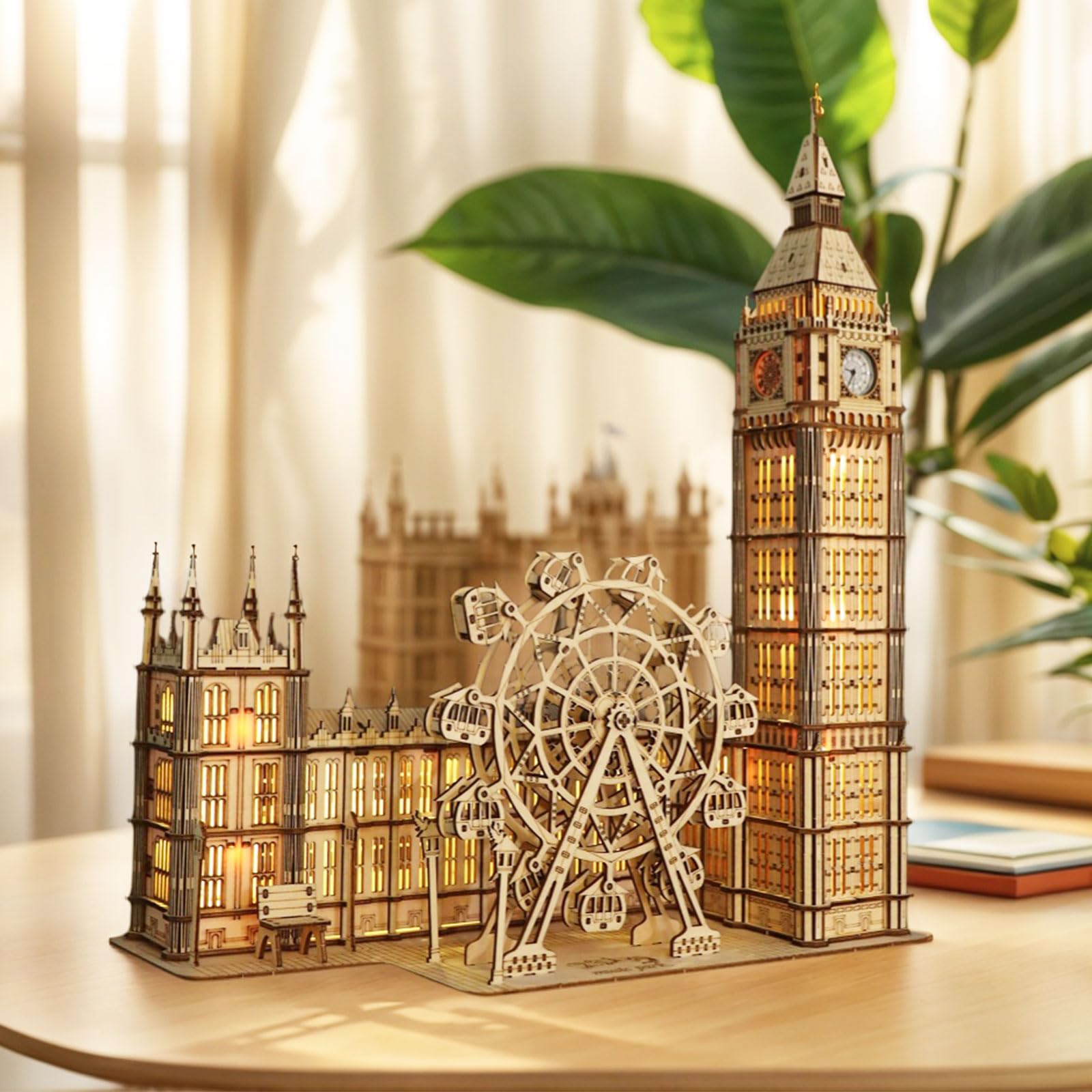 Puzzle 3D Big Ben Kit Modellismo - In Legno Con London Eye E 3 Modalità Di Luce, Passatempo Per Adulti, Bricolage Adulti, Puzzle in Legno Per Adulti, Regalo Speciale Per Compleanno