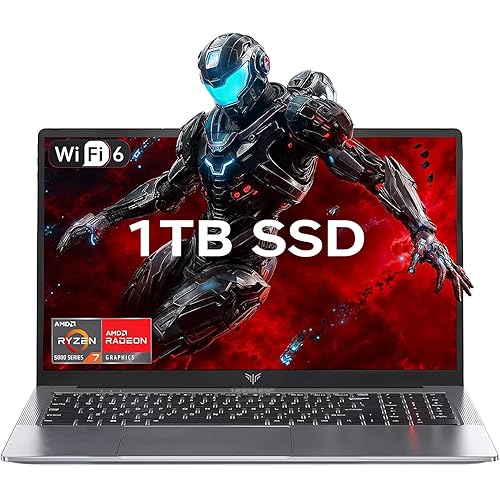 Gaming Laptop, 1TB NVMe SSD 16GB RAM Laptop Computer with AMD Ryzen 7 5825U(8C/16T, Up to 4.5GHz), 15.6inch Windows 11 Laptop, Radeon RX Vega 8 Graphics,WiFi 6 for Creative & Business
