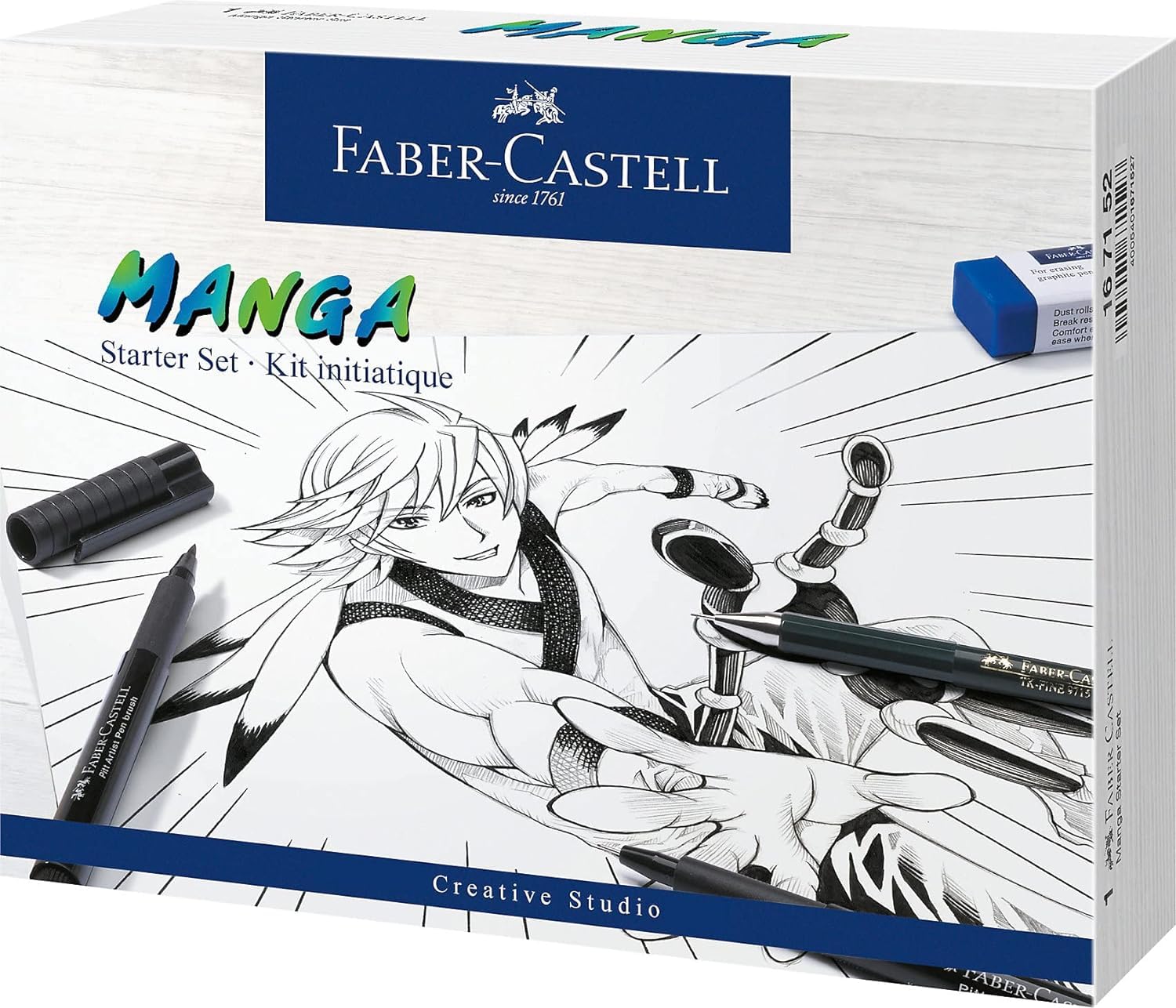 Faber-Castell Pitt Artist Pen Manga Advanced Set 167152 3 stylos à encre de Chine & Lot de 6 stylos à encre Pitt Artist Pen Manga Shônen avec pointe pinceau en différentes couleurs d'écriture