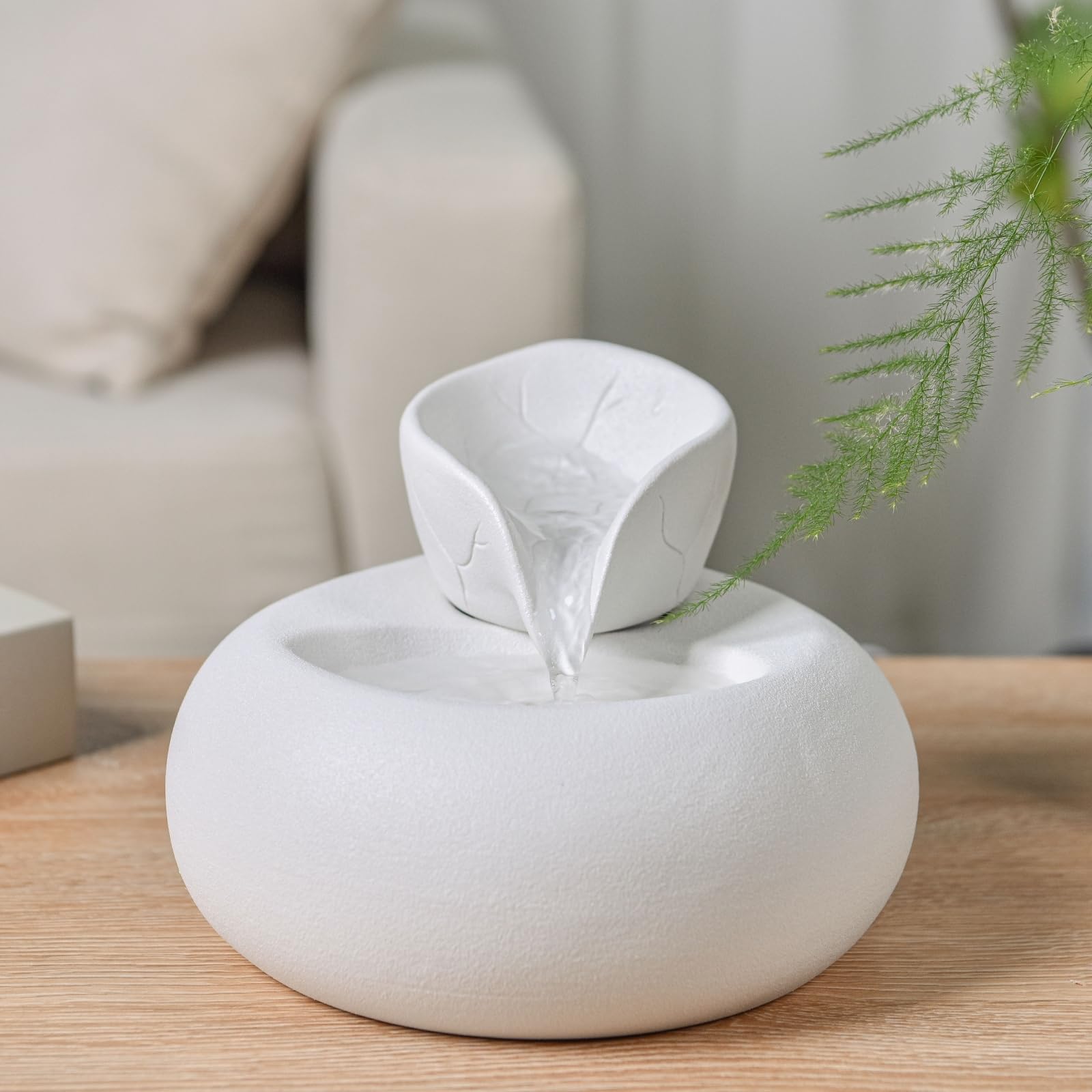 Zen'Light - Trinkbrunnen Toby für Katzen und Hunde - Tränke für Haustiere aus Keramik-Emaille - Wasserspender ohne Farbe, ungiftig - Geschlossener Wasserkreislauf ohne Licht - Höhe 18 cm