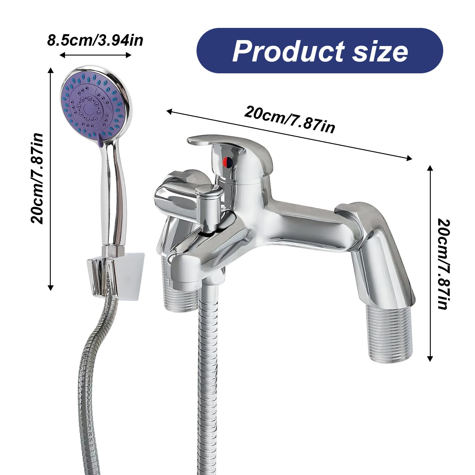 Robinets de baignoire avec pommeau de douche à main et tuyau de 1,5 m | Robinet de baignoire à montage sur plate-forme à poignée unique. Ensemble de remplissage pour baignoire et douche