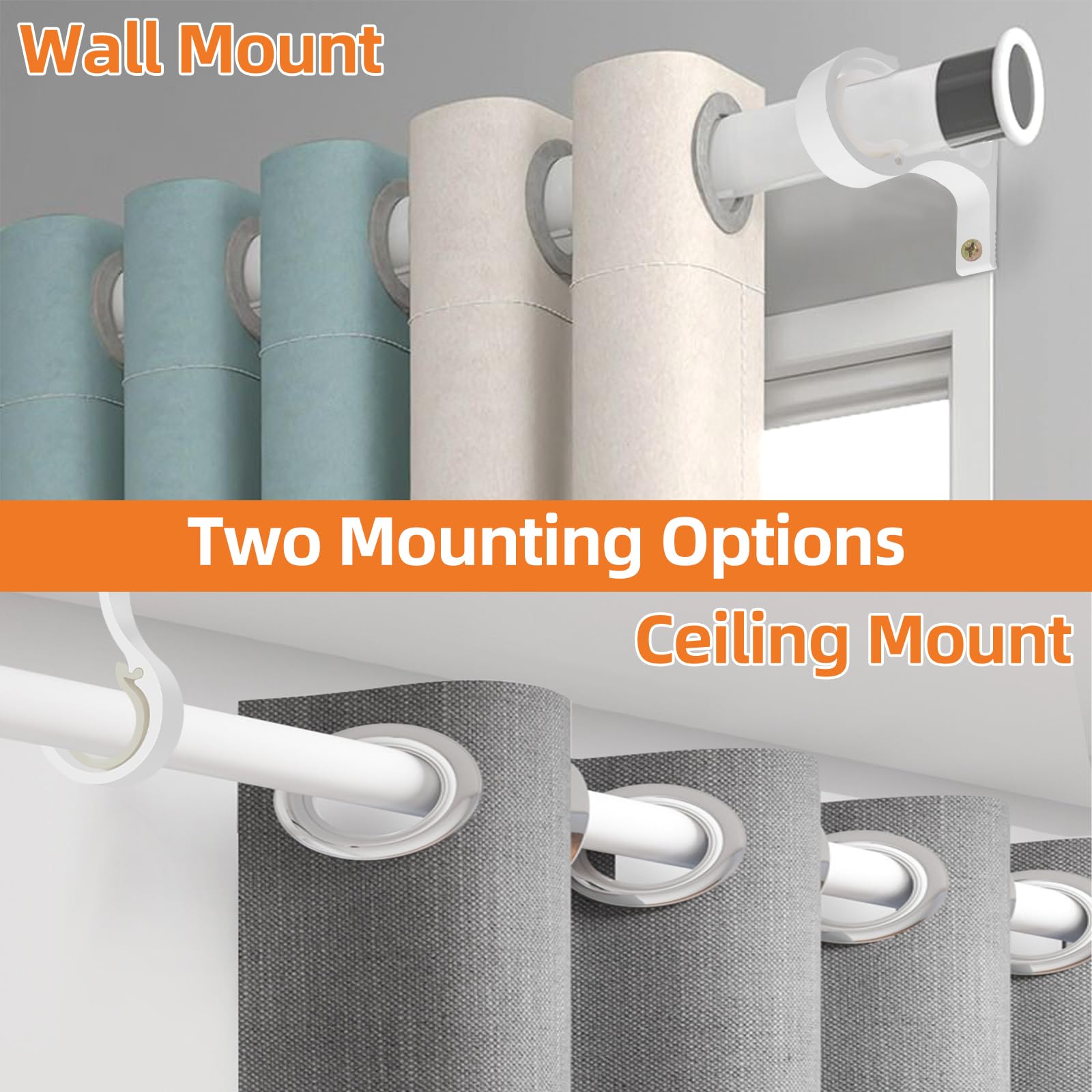 Supports De Tringle à Rideaux – 4 Pièces – Pour Tringle ø25-28 Mm – Alliage Aluminium – Fixation Mur/plafond