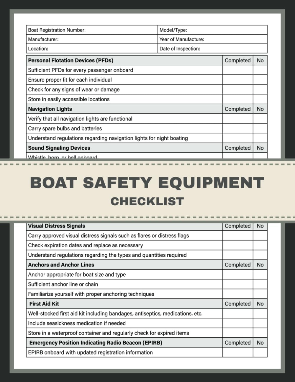 Boat Safety Equipment Checklist: A Comprehensive Guide for Boat Owners and Operators to Ensure Safe Navigation and Emergency Preparedness Paperback – March 24, 2024