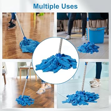 Microfiber Floor Mop, 150 cm Stainless Steel Handle, Total 2 Mop Heads Included, Super Absorbent for Kitchen, Living Room, Bathroom, Garage, Hardwood & Tile Floors
