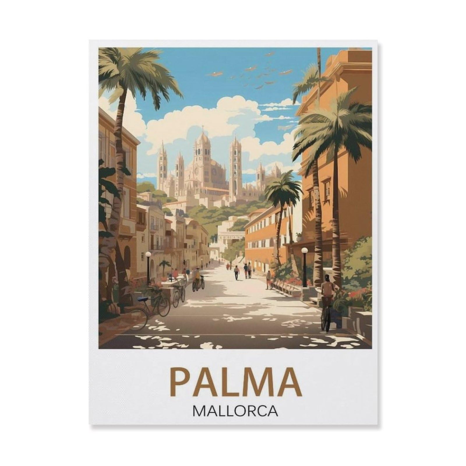 BEAYODKP Palma Mallorca Street，Paint by Number DIY Oil Painting Paint by Numbers Kits for Adults Beginner Canvas Acrylic Arts Craft for Home Wall Decor Drawing(20x30cm-T18