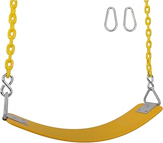 Swing Set Stuff Inc. Commercial Polymer Belt Seat with 5Coated Chain & SSS Logo Stickerâ€¦ Commercial Polymer Belt Seat Coated Chain Yellow