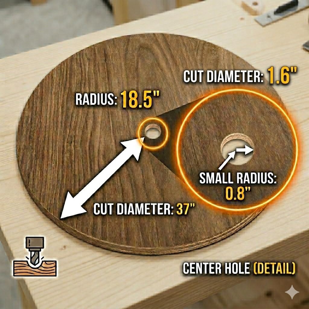 Router Circle Jig for DeWALT DCW600, DWP611– Carbon‑Fiber Radius Guide, Adjustable 1.6–37" Circle Cutting Jig for Trim Routers, Made in USA