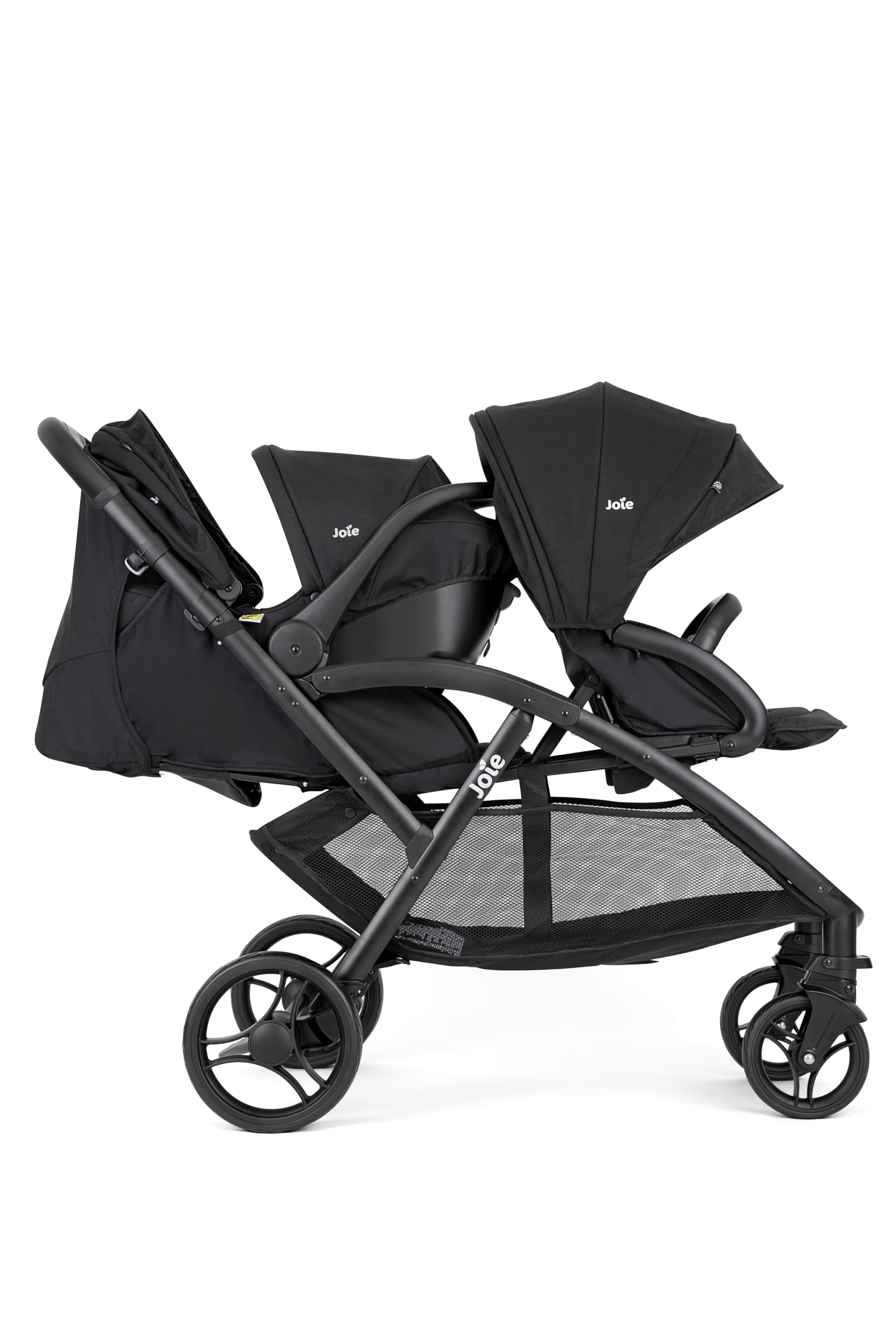 Joie evalite™ duo passeggino doppio, leggero, chiusura compatta, compatibile con sistema da viaggio, fronte mondo, parapioggia incluso – dalla nascita ai 3 anni (0–15 kg), shale