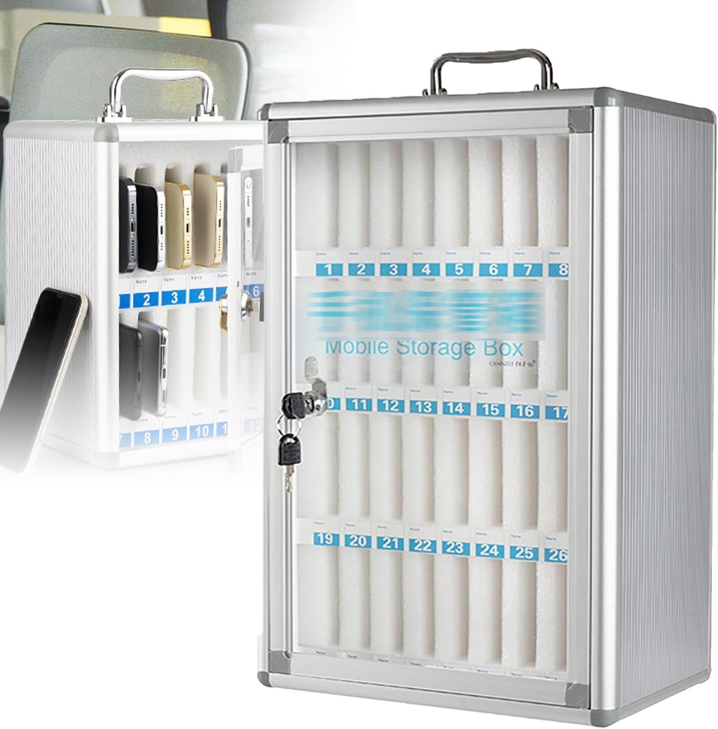 Cell Phone Storage Box Aluminum Alloy, Mobile Phone Cabinet Meeting Room Cell Phone Locker Capacity, Cell Phones Storage Cabinet for Office School Classroom Factory(36slots)