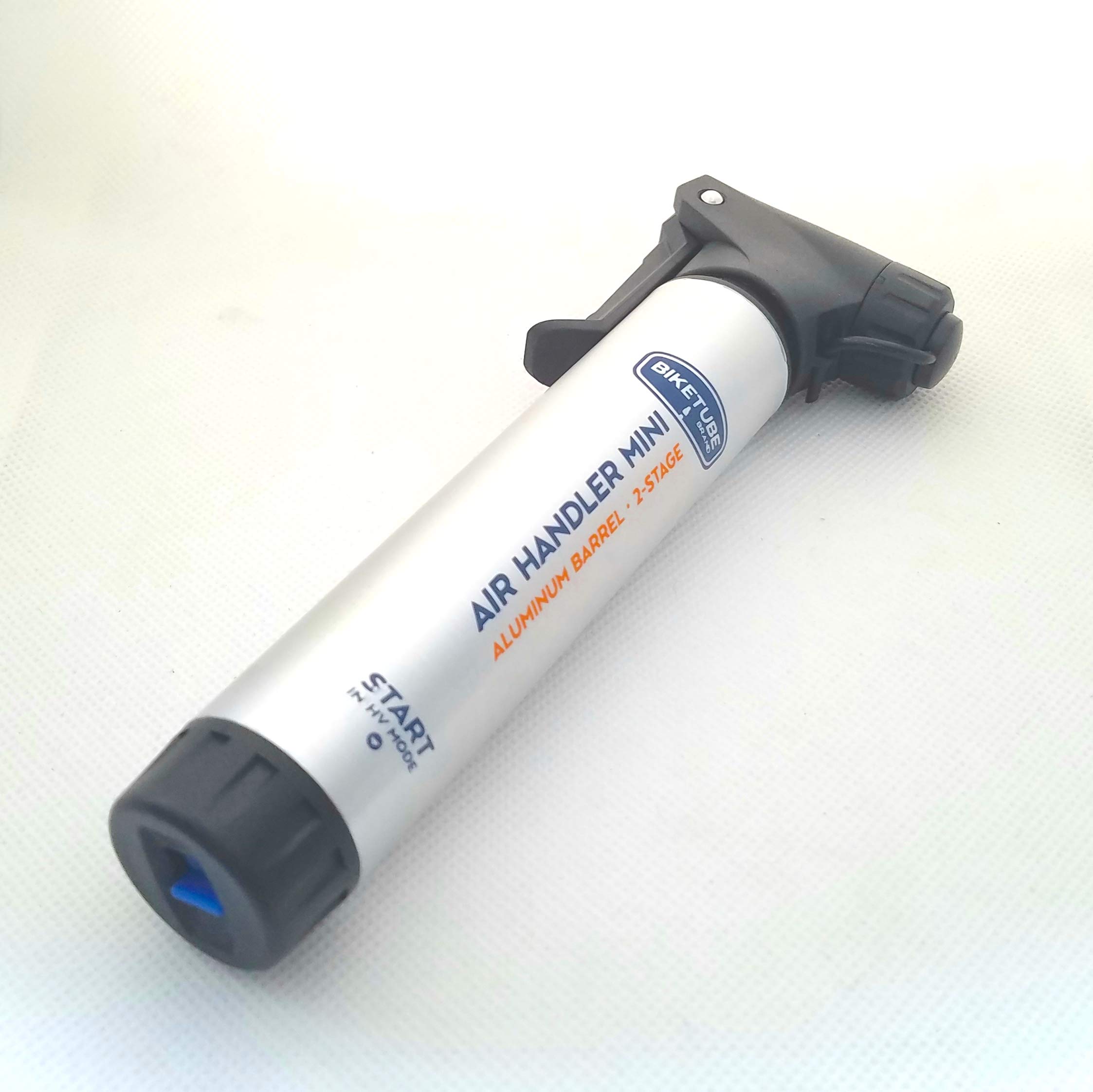 Air Handler Mini Bike Pump by BIKETUBE Brand – Two-Stage Design with Aluminum Barrel – Fits Presta & Schrader Valves – High Volume & High Pressure – Compact Bicycle Pump for Road & MTB