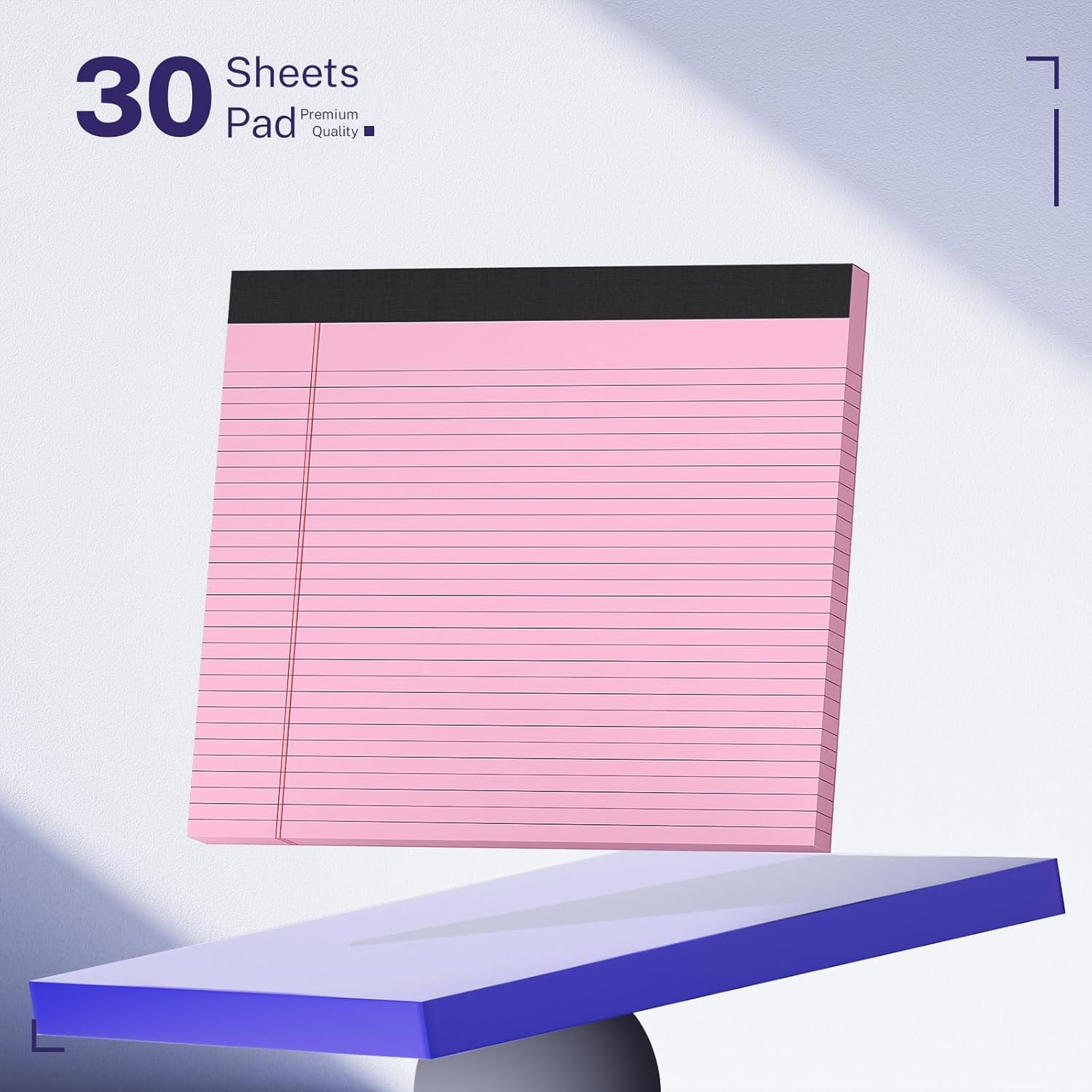 3 Pack Wide Legal Pads 11" x 9.5" (Landscape Format) Pink Purple Blue College Ruled Note Pad Narrow Ruled 30 Sheets per Notepad Perforated Writing Paper with Thick Backboard Horizontal Pads of Paper - Image 3
