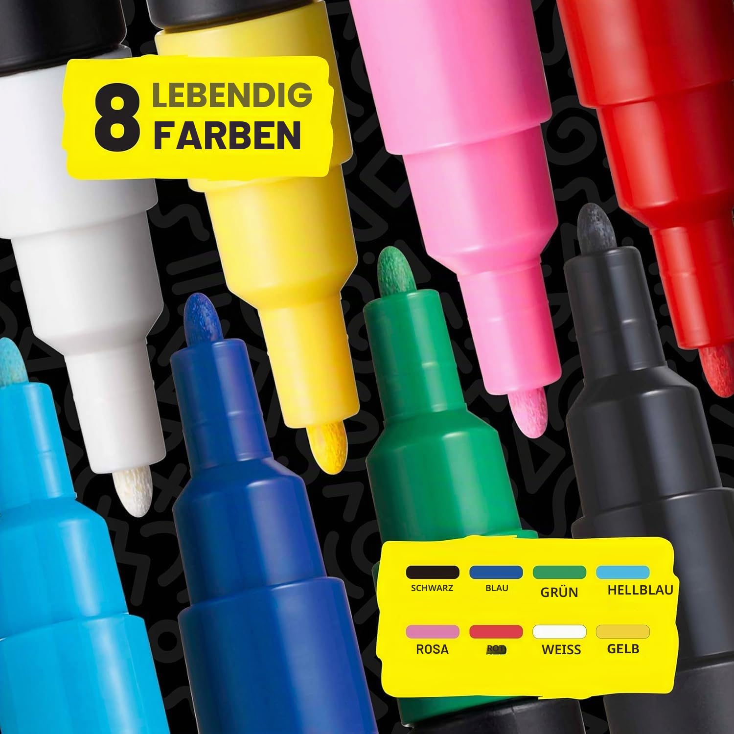 POSCA 186508 - POSCA Marker mit feiner Rundspitze, 8er Set, Grundfarben