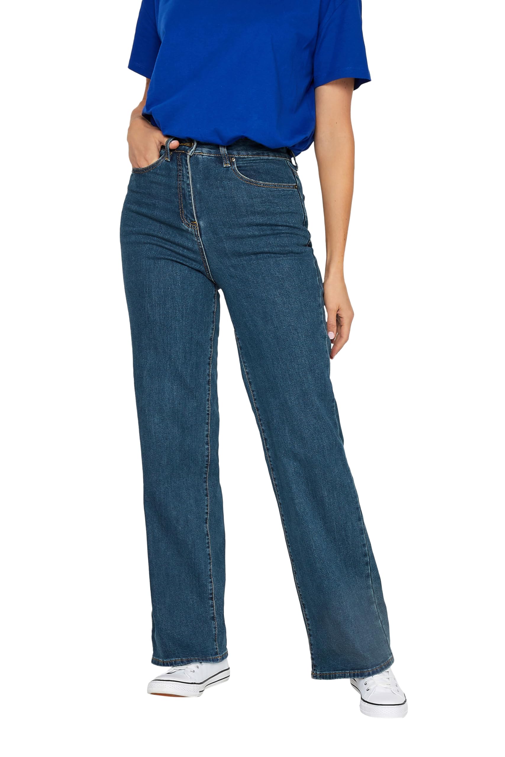 Long Tall Sally Women's Indigo - Lts Tall Blue Stretch Wide Leg Jeans