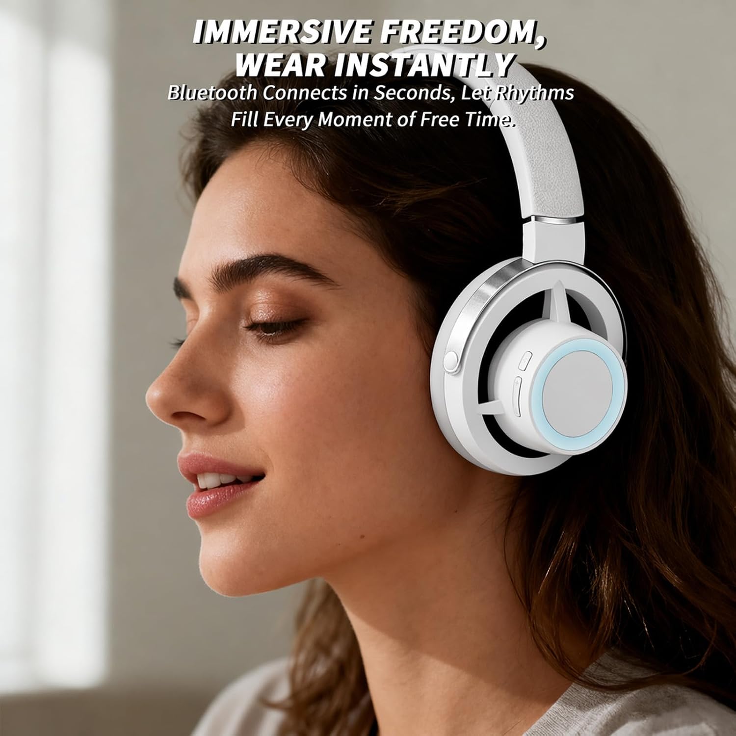Open-Ear Headphones, 20+ Hour Playtime, Immersive Sound, Wireless Bluetooth Headphones for School, Work, Travel&Daily Use,Grey image 2