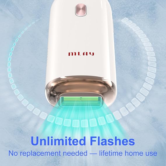 MLAY IPL Laser Hair Removal Device, Sapphire Painless Laser Hair Removal, 1,000,000+ Flashes, 5 Energy Levels & 3 Modes(Face/Body/Bikini), Lightweight, Auto-Flash IPL Hair Remover for Women