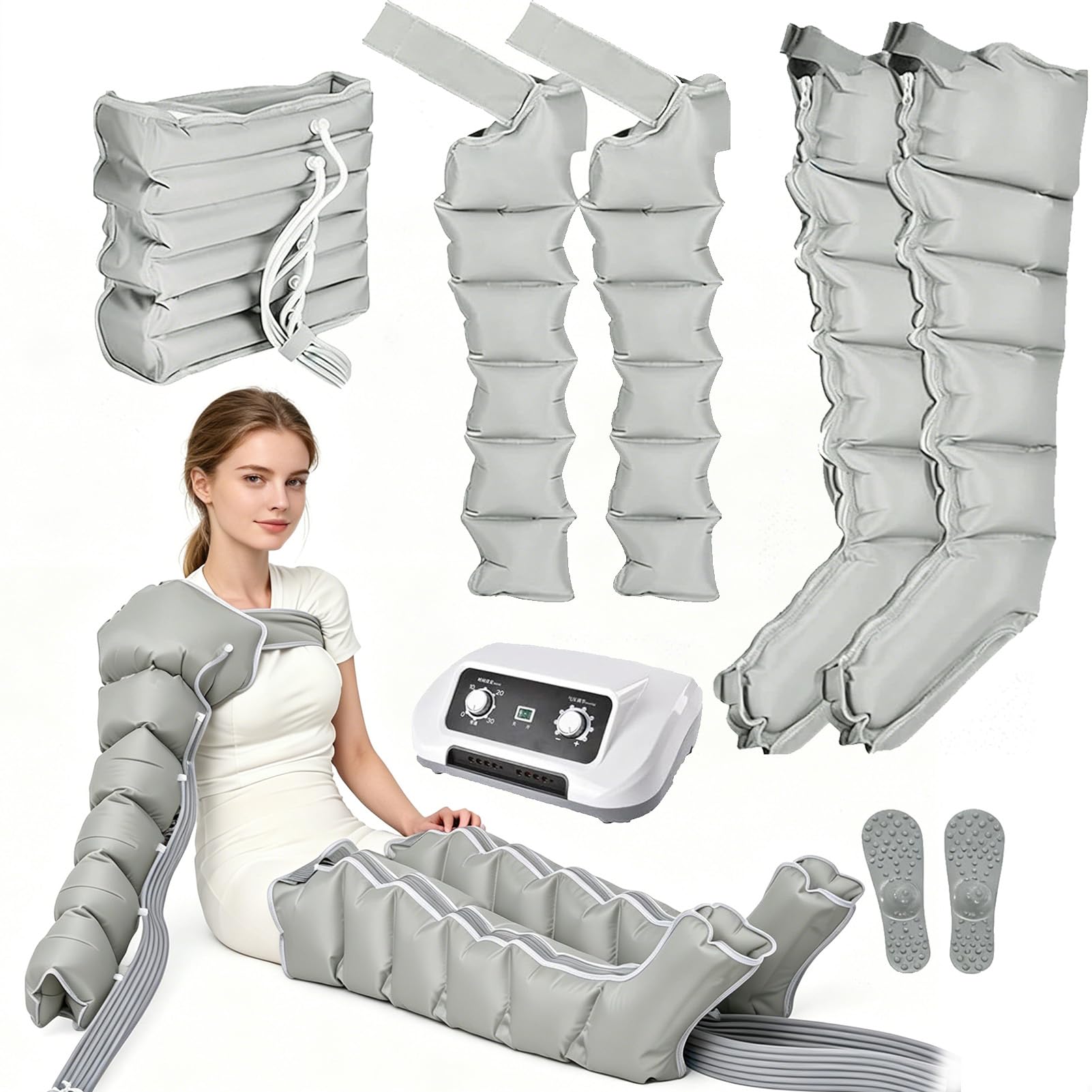 Joyfitness Leg Compression Machine, Compression Boots for Legs 6 Chamber, 0-240mmHg Pressure Control, 30 Min Timer, Leg Massagers For Pain And Circulation, Relieve Muscle Swelling Fatigue