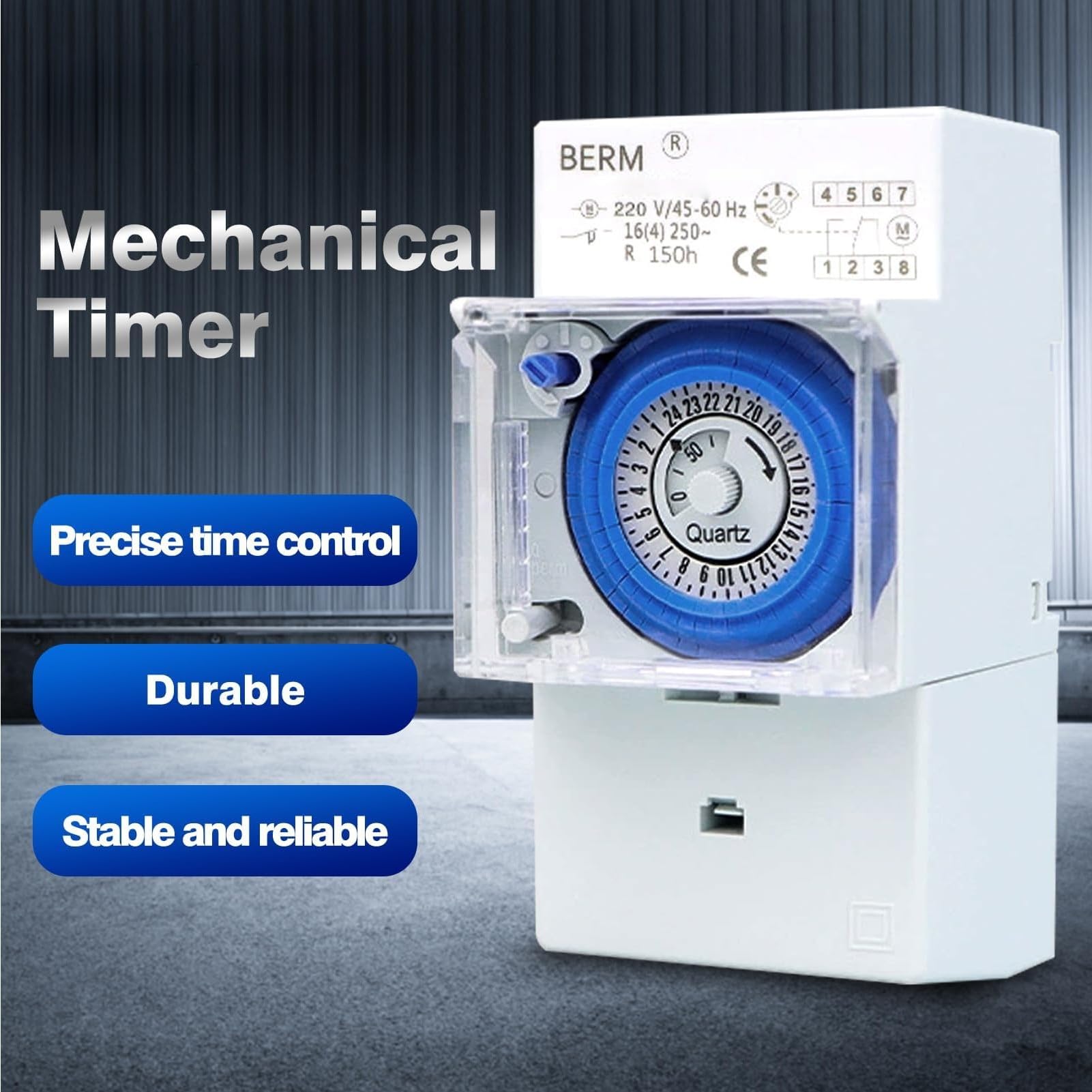 Jadeshay Minuterie Mécanique Étanche Horloge Programmable 24h Programmateur pour Chauffe Eau Électrique, AC230V