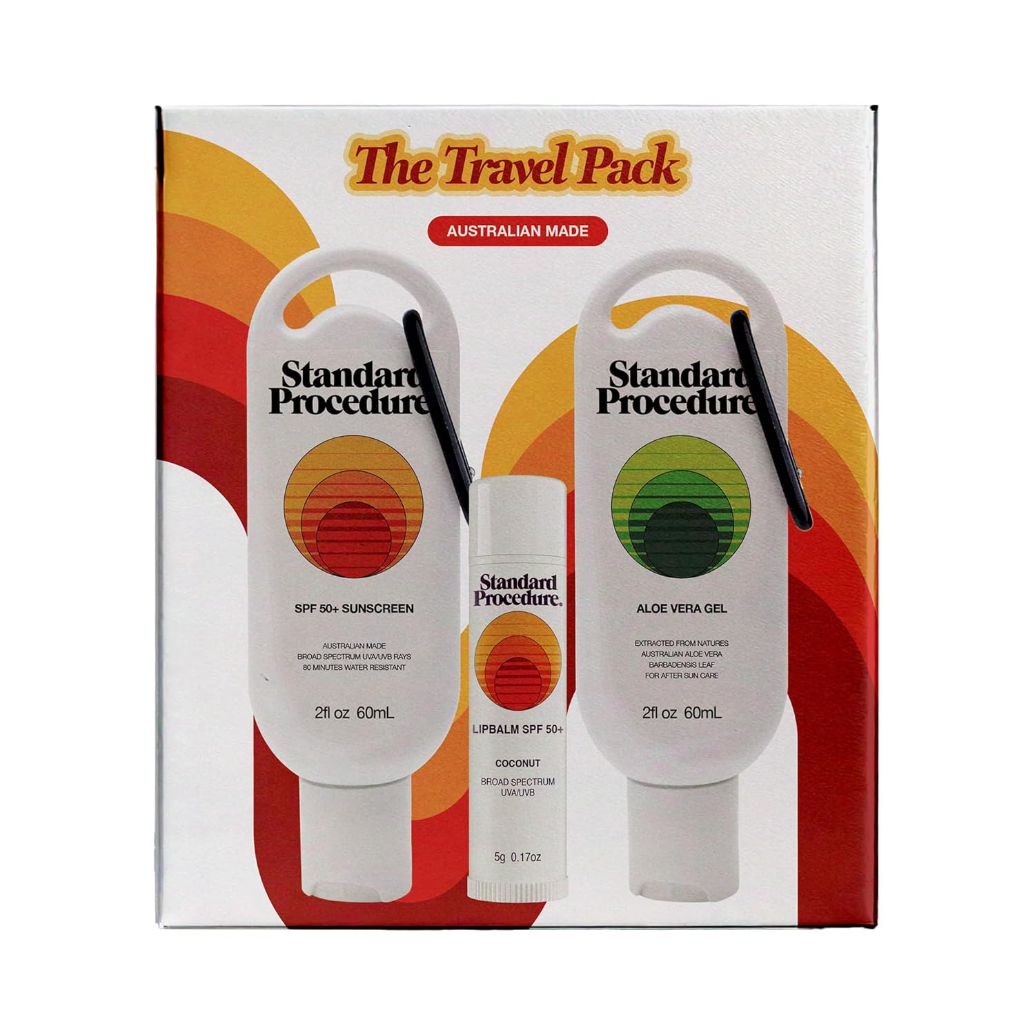Standard Procedure - Travel Sunscreen Set - SPF 50 Sunscreen Lotion - SPF 50 Lip Balm - After Sun Aloe Vera - Australian Sunscreen