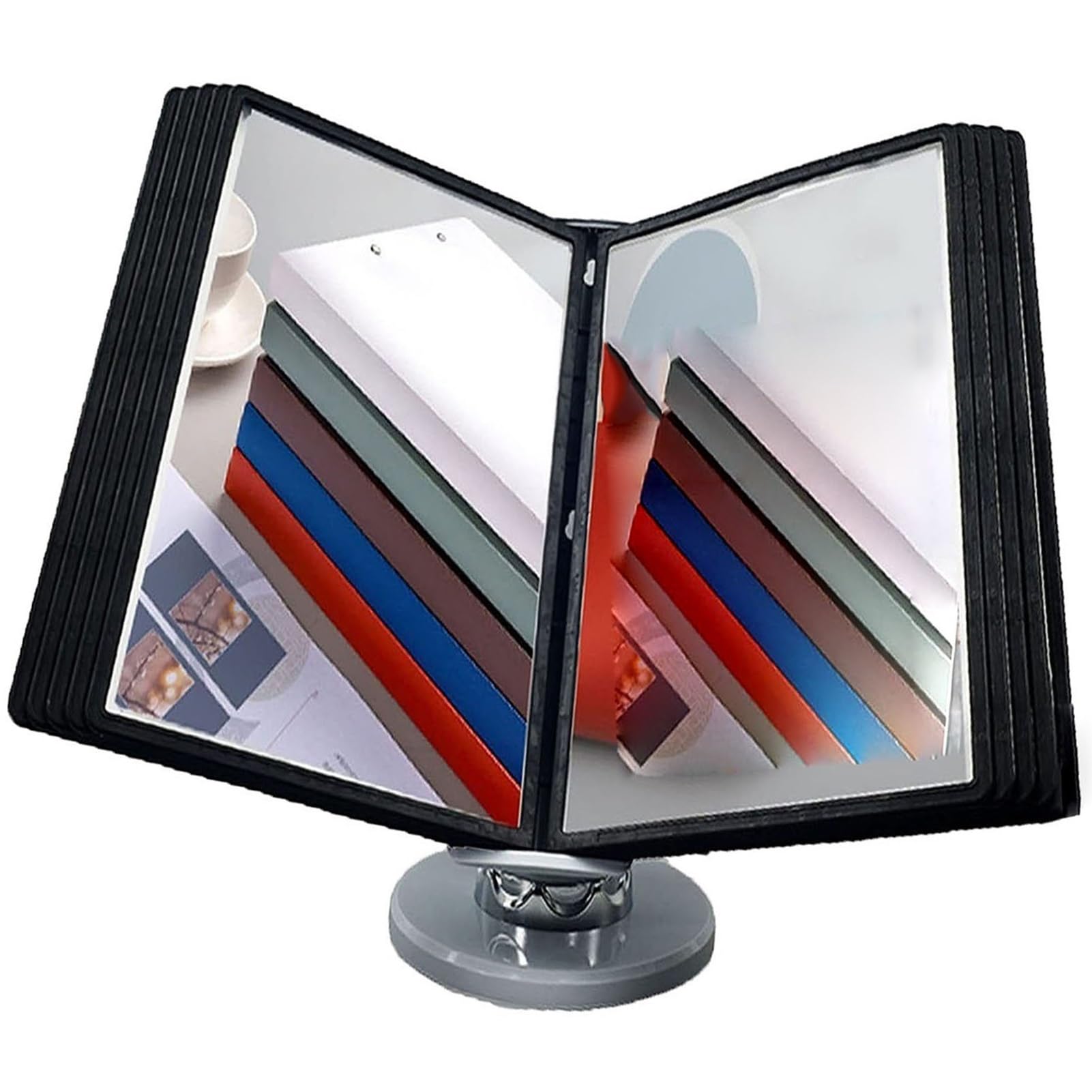 HTTGDGDH File Organizer For Desk - Adjustable Desk Flip File Holder, 10 Page Double-Sided Panels, Desktop Reference System, Wall Mount Reference Organizer, For Office Display And,One Color-10 pages