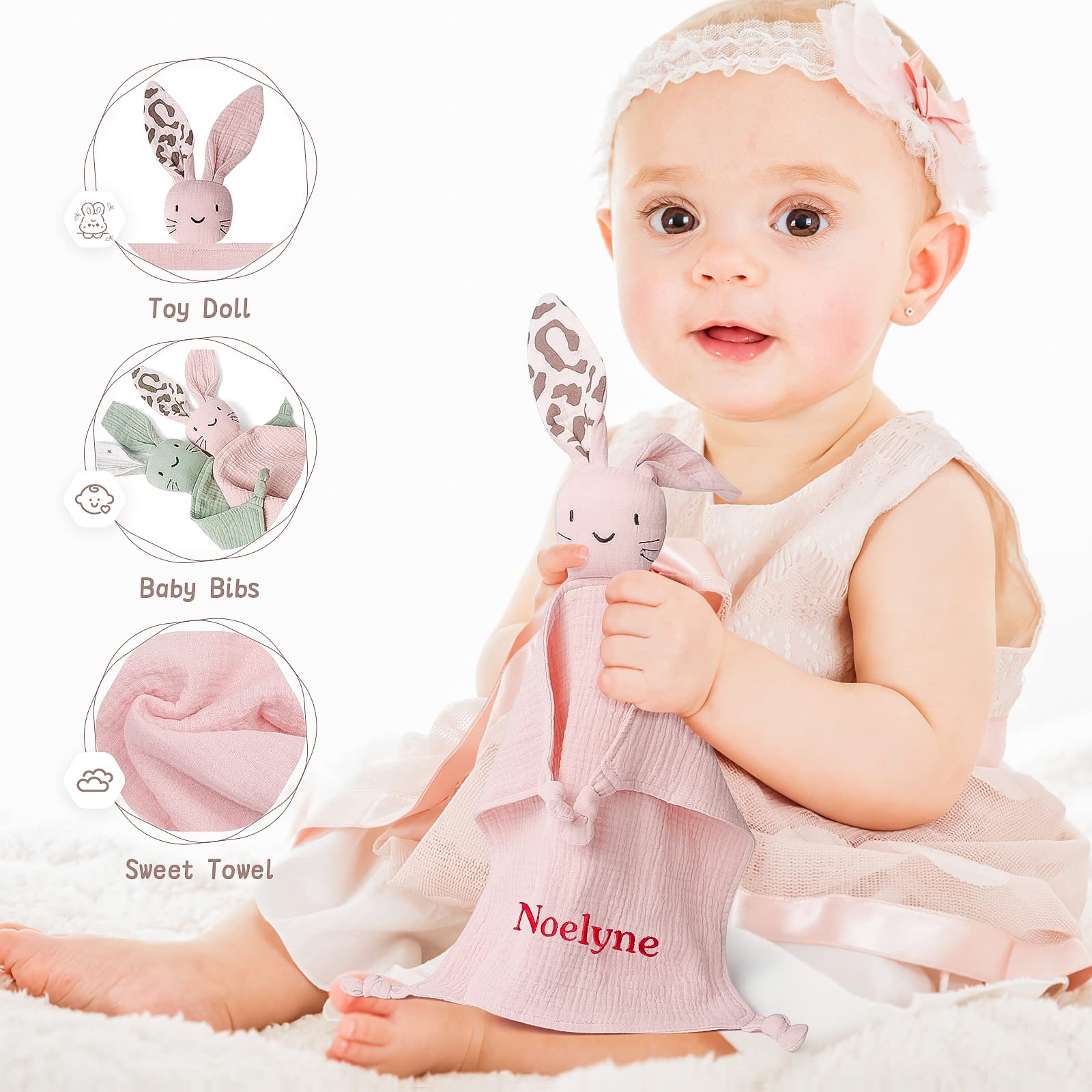 TYRY.HU Personalizado Manta de Seguridad para Bebe con Nombre Bordado Tela Manta de Copito Suave Regalos para Bebé(Rosa Pálido)