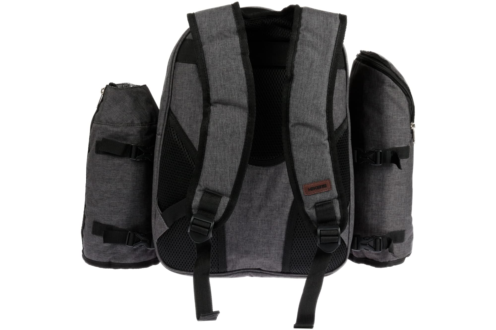 Premium Picknickrucksack mit isoliertem Kühlfach und Flaschenhaltern für 4 Personen – Strand Wandern Picknick Camping Grill BBQ Große Kapazität (Dunkelgrau)