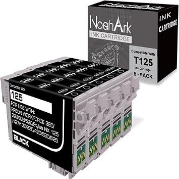 NoahArk 3 Packs T125 Remanufactured Ink Cartridge Replacement for Epson 125 use for Epson Stylus NX125 NX127 NX230 NX420 NX530 NX625 Workforce 320 323 325 520 Printer 3 Black