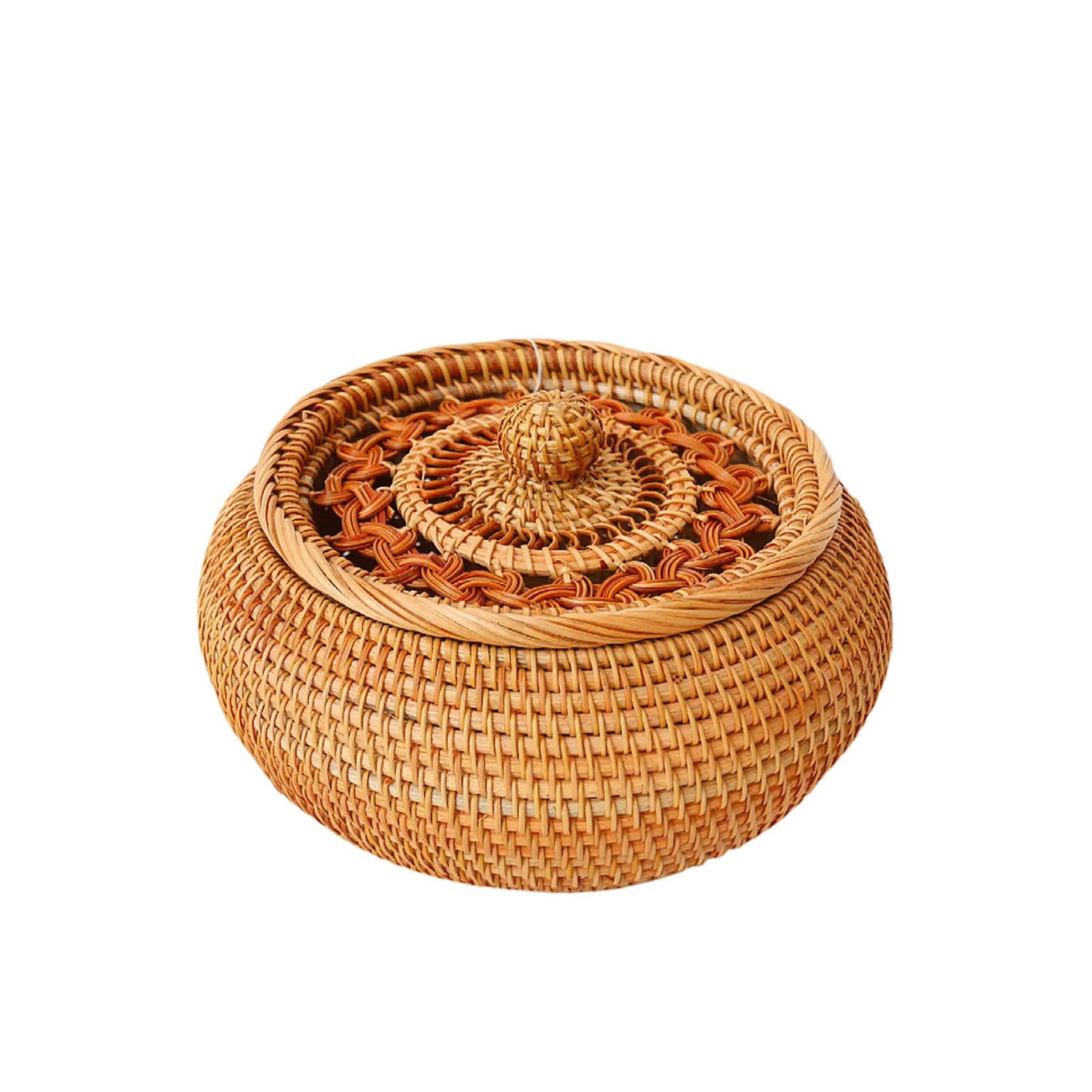 Elnwnnkc Natural Fiber Handwoven Storage Bin with Breathable Cover Handcraft Water Hyacinths Basket for Closet Bedroom Decoration Decorative Handwoven Storage Basket