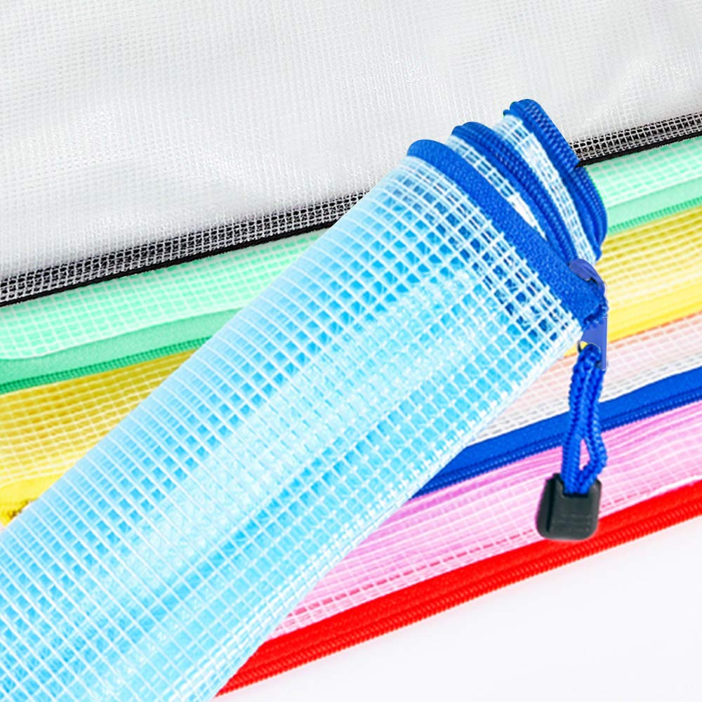 36 portafogli in plastica A4 con chiusura a cerniera, extra spessi, formato A4, con cerniera, per documenti in rete (6 colori)