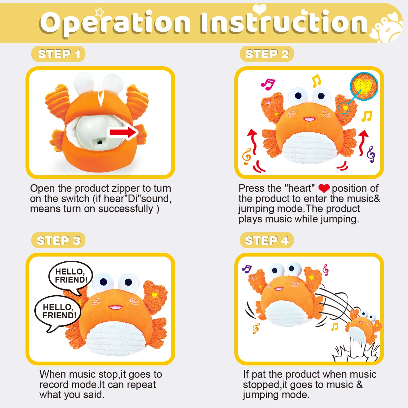 iKidiki Granchio Che Cammina - Gioco Educativo 1-4 Anni, Tummy Time Regalo per Bambina 3-6-9 Mesi