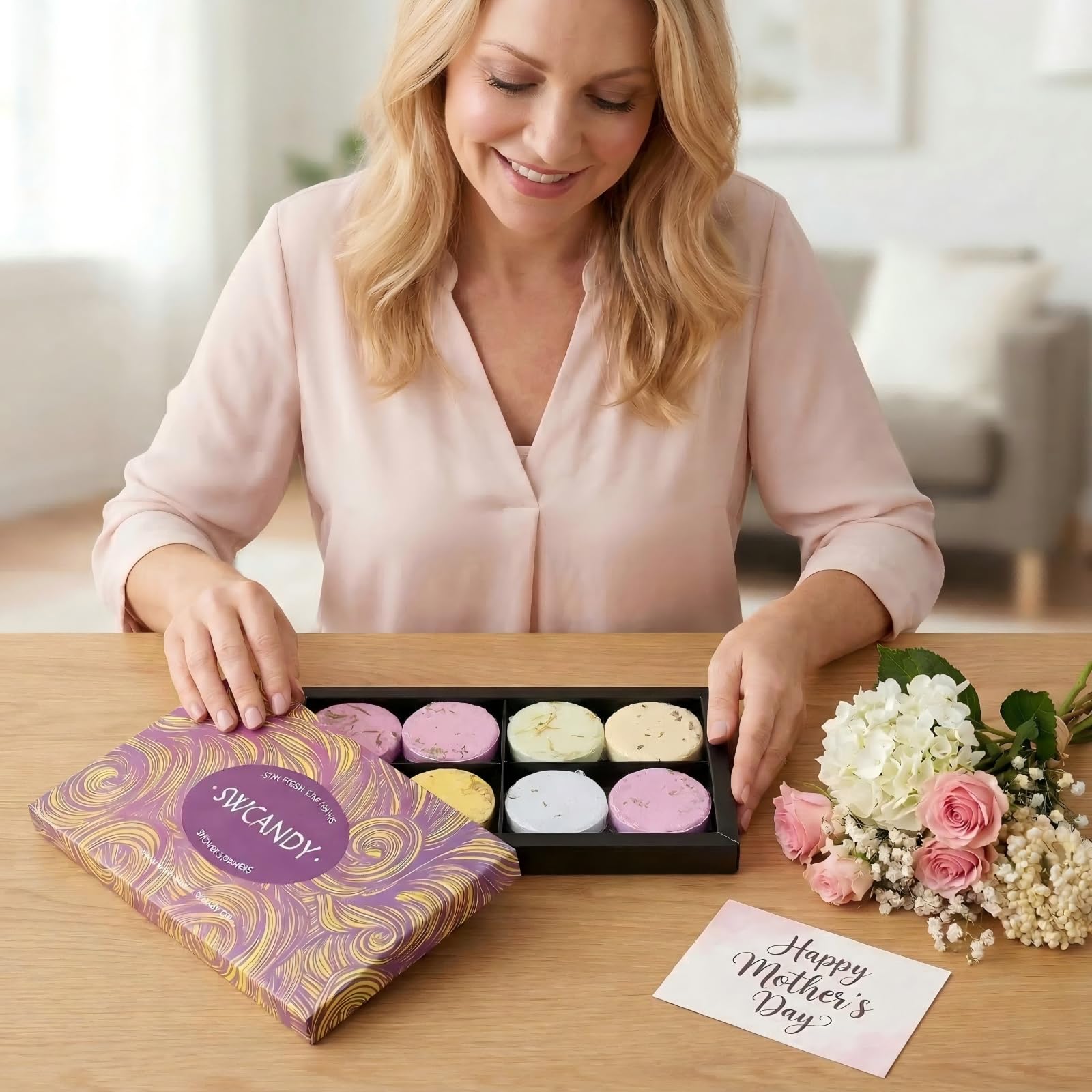 Shower Steamers Aromatherapy Birthday Gifts for Women - SWCANDY 8 Pcs Mothers Day Gifts, Mom Wife Daughter Grandma Sister Her Self Care with Natural Essential Oils Relaxation Home SPA Travel Holidays