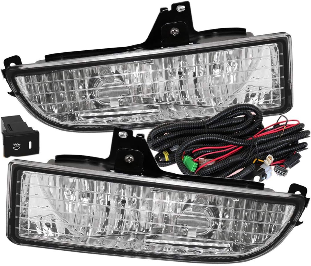 Compatible/Replacement For 1997-2001 Honda Prelude Front Bumper Fog Light Clear Includes Bulbs Wiring Harness and Switch