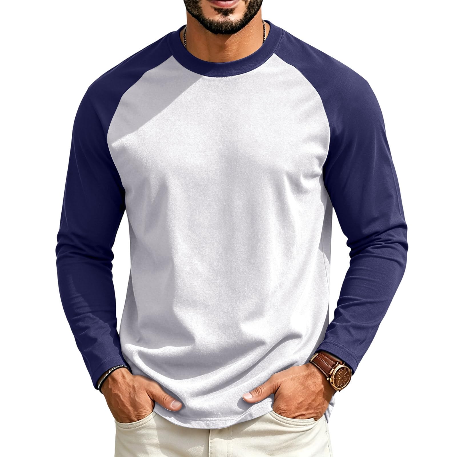 Halloween Crew Neck Shirts Costumes for Men Long Sleeve,04-White M — image 1