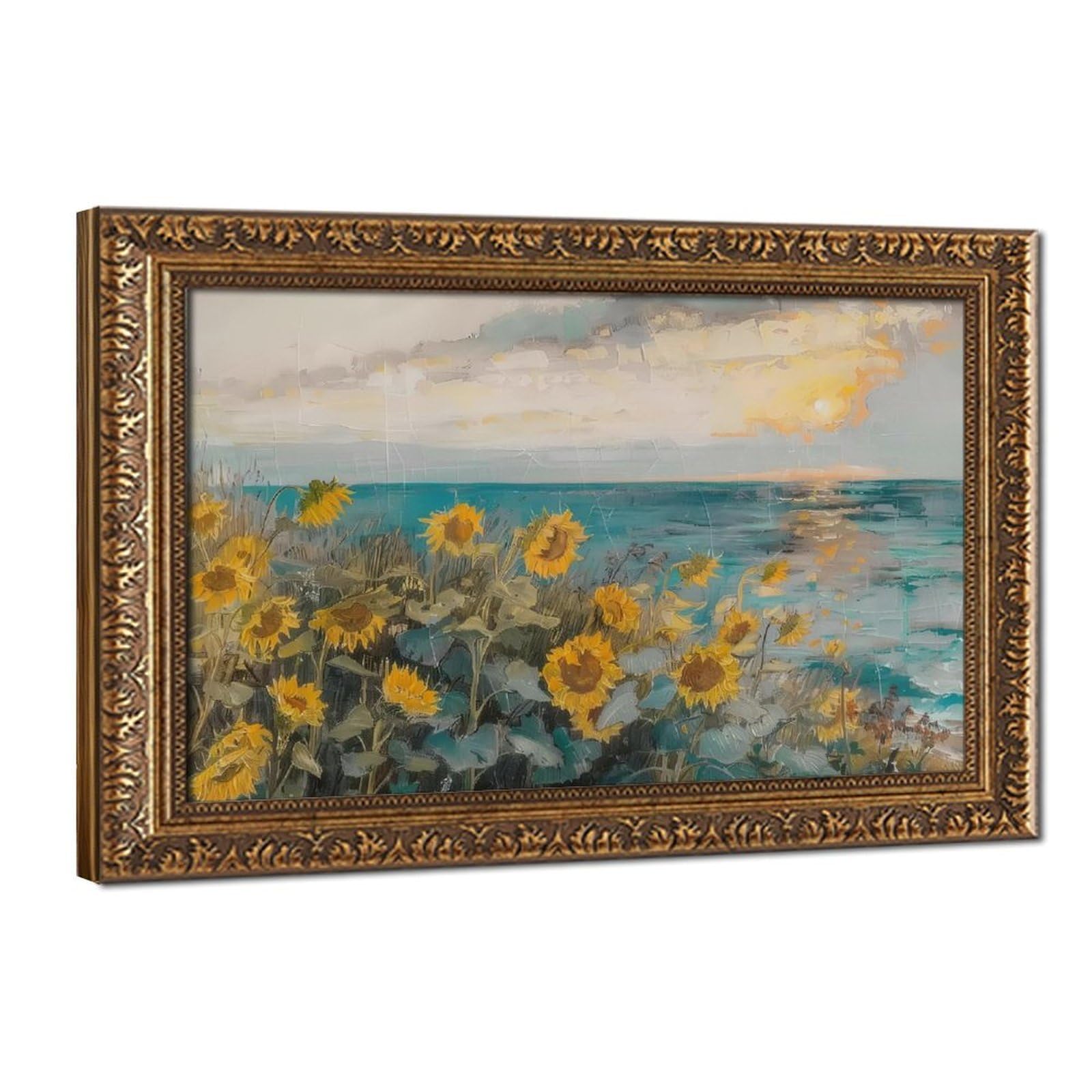 Bareronor Vintage Sunflower Field Canvas Poster for Bedroom Decor Gift
