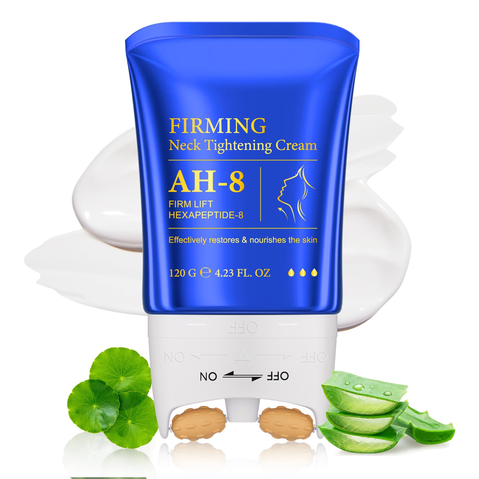 AH-8 Firming Neck Cream,crema per il collo rassodante e idratante per la pelle con rullo di massaggio, AH-8 crema per il collo crepey, idratante e ridurre le rughe per gli uomini e le donne