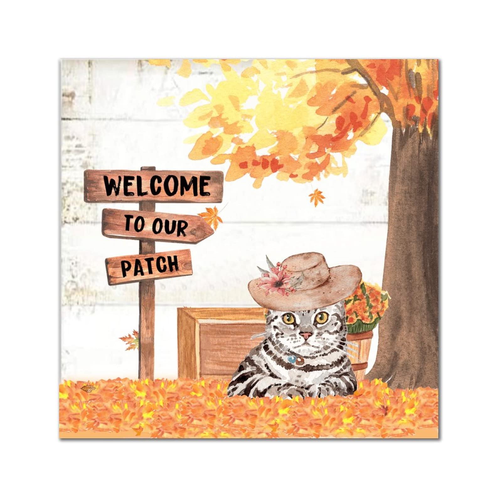Panneau en bois Welcome to Our Patch décoratif d'automne et Thanksgiving