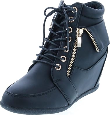Womens Peter-30 Lace Up Hidden Wedge High Top Fashion Sneakers