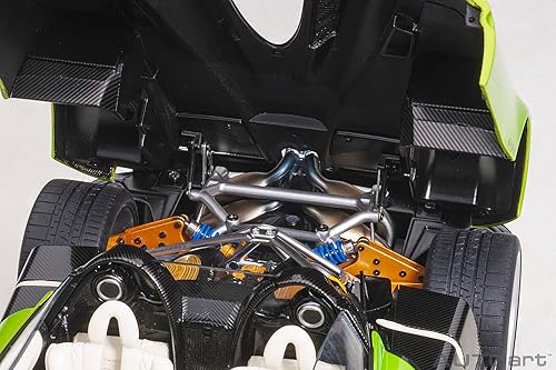 Miniatura 5 de Pagani Huayra Roadster Verde Firenze Verde Metálico y Carbono con Equipaje Set 118 Modelo Coche por Autoart 78288