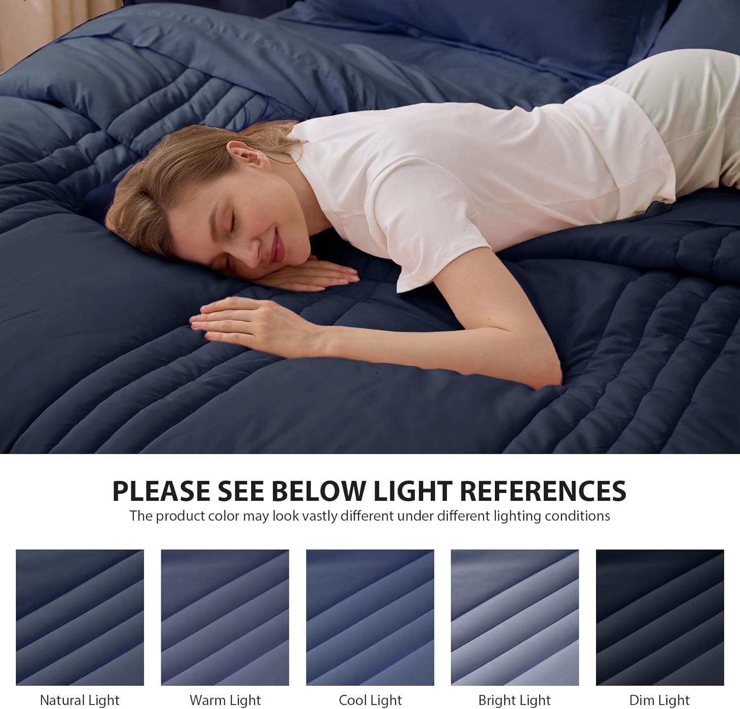 King Comforter Set Navy - Bed in a Bag King Size 7 Pieces, Soft Bedding Set for All Seasons, Premium King Comforter Set with Comforter, Sheets, Pillowcases & Shams - Image 7