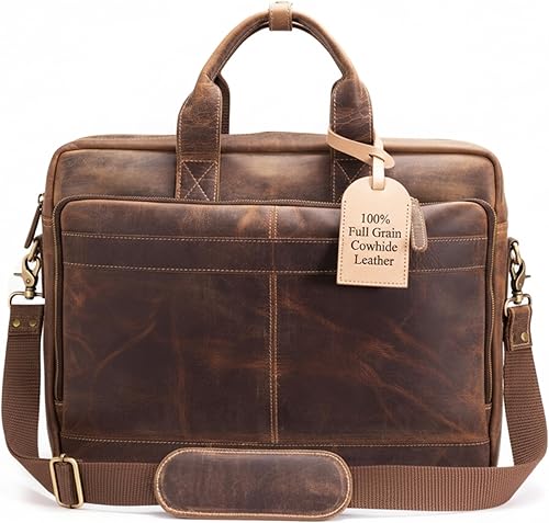 Leather Messenger Bag for Men - Laptop Case, Office Briefcase, Computer Satchel for Laptops,