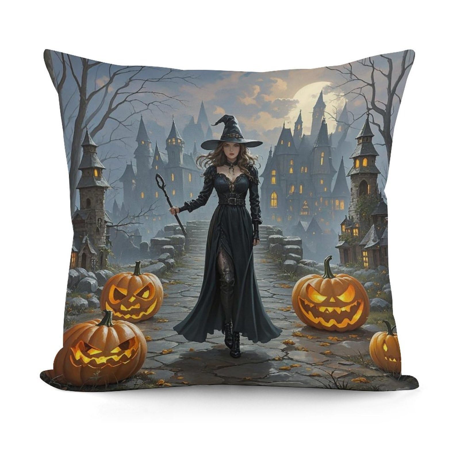 VstaDank Witches Throw Pillow Covers 18x18 Inch Soft Couch Home Decor Cushion Cover Comfortable Plush Square Cushion Case Farmhouse Decorative Pillowcase for Living Couch