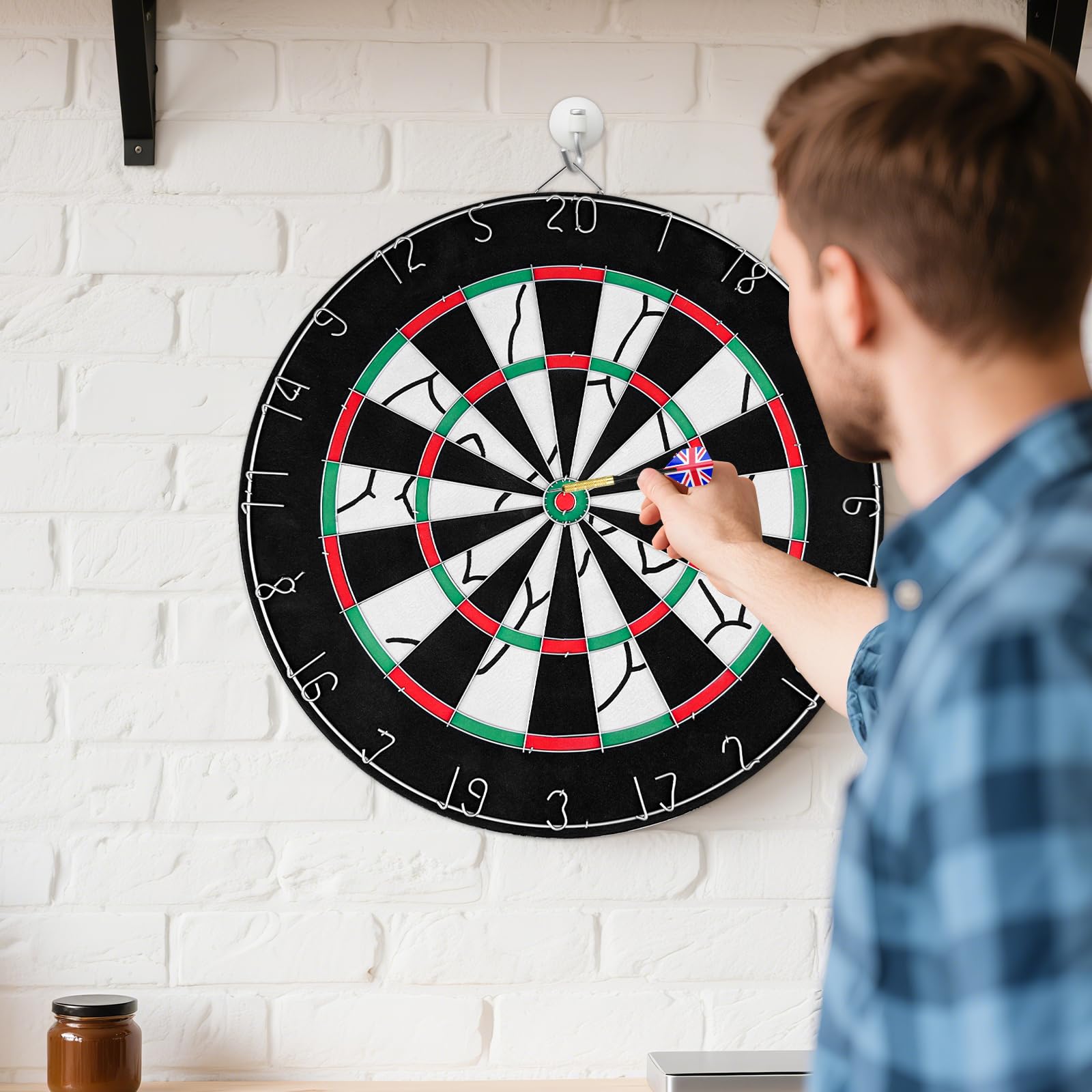 Juego de Diana de Doble Cara 44.8 cm con 6 Dardos, Tablero de Dardos Clásico